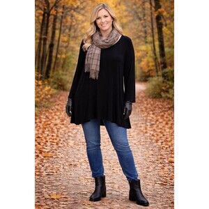 Chico's Travelers Black Slinky Top Womens Size 2 Large 14 Stretch Tunic